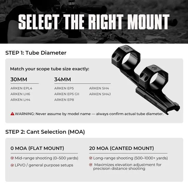 Alt view image 7 of 7 - Rigid Precision Scope Mount, 0 MOA Cantilever Riflescope Mount for 30mm & 34mm Tube Scopes, CNC Machined Aluminum One-Piece Picatinny Mount