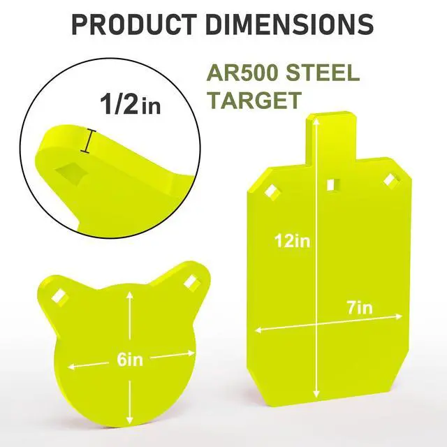 Alt view image 2 of 7 - AR500 Steel Targets for Shooting, 1/2'' Thick Silhouette Gong Combo Metal Targets for Shooting Laser Cut Steel