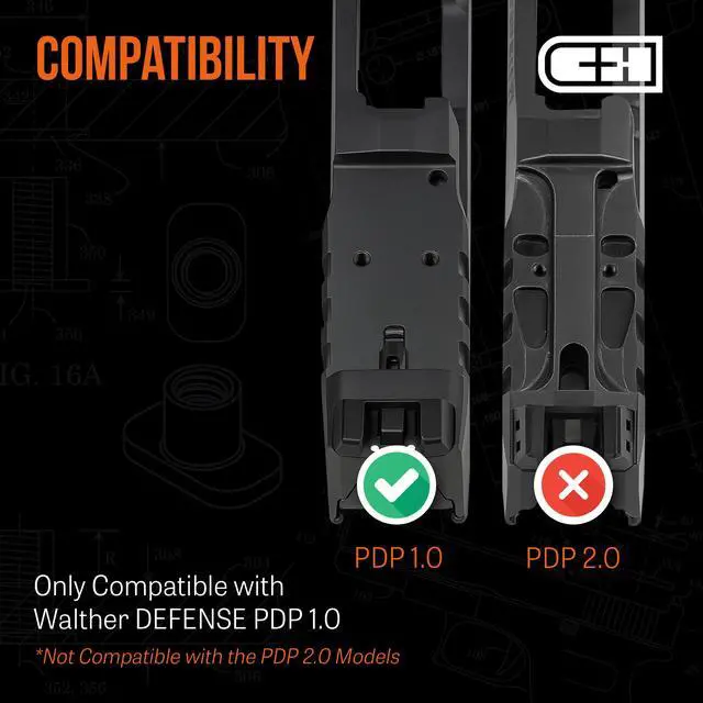 Alt view image 2 of 7 - Red Dot Mounting Plate Compatible with Walther PDP 1.0/2.0 | Compatible with Trijicon RMR/SRO | Holosun 407C/507C/507Comp/508T | Made in The USA