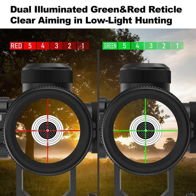 Alt view image 2 of 7 - 3-9x40 Compact Rifle Scope Red/Green Illuminated Reticle, Parallax Correction & Fast Focus | Lightweight & Water-Resistant | Fits 11/20mm Rails