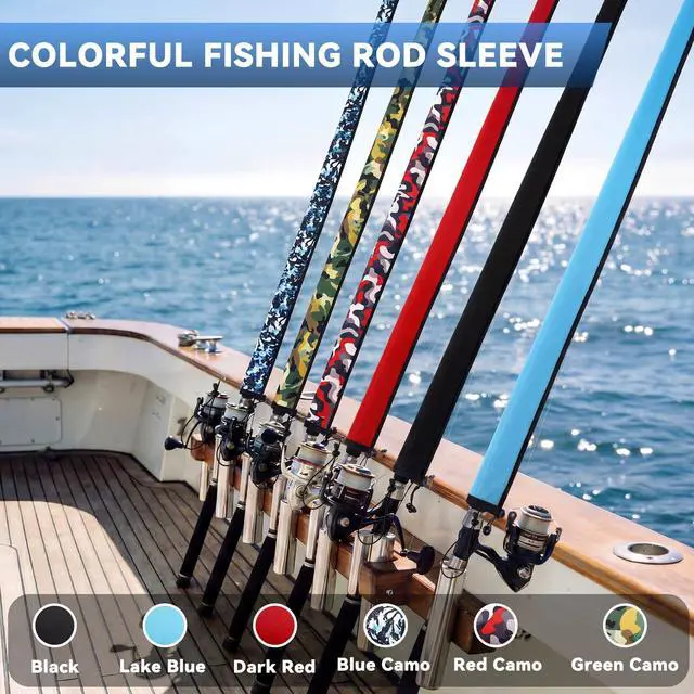 Alt view image 7 of 7 - Neoprene Fishing Rod Sleeves, 2.5MM Thick Tangle-Free Covers, Protective Sock for Spinning Casting Rods, Travel Storage