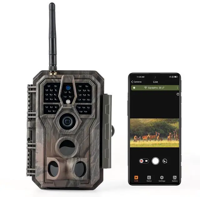Main image of E8 WiFi Trail Camera (Non-Cellular), Stable WiFi with External Antenna, On-Site App Viewing, HD Video with Sound, No-Glow Night Vision, Motion Activated Waterproof Game Camera