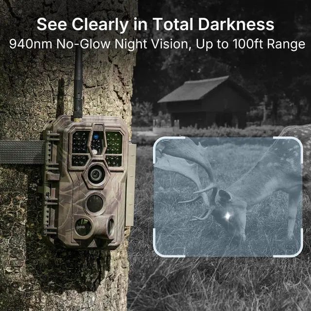 Alt view image 4 of 7 - E8 WiFi Trail Camera (Non-Cellular), Stable WiFi with External Antenna, On-Site App Viewing, HD Video with Sound, No-Glow Night Vision, Motion Activated Waterproof Game Camera