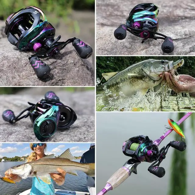 Alt view image 7 of 7 - Baitcasting Reels - Colorful Fishing Reel, 8.0:1/7.3:1 Gear Ratios, 9+1 BB, Magnetic Braking System