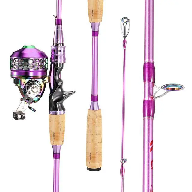 Alt view image 2 of 7 - Souagyilang Spincast Fishing Rod Reel Combo,2 Pieces Medium Heavy Pole with Super Smooth Reel Trouble-Free Push-Button Bait Casting Design for Freshwater Bass Fishing