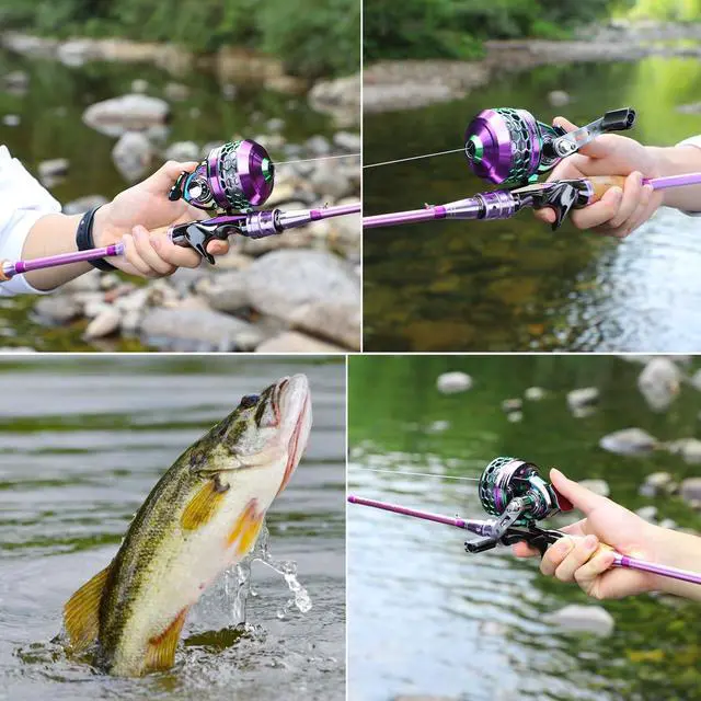 Alt view image 7 of 7 - Souagyilang Spincast Fishing Rod Reel Combo,2 Pieces Medium Heavy Pole with Super Smooth Reel Trouble-Free Push-Button Bait Casting Design for Freshwater Bass Fishing