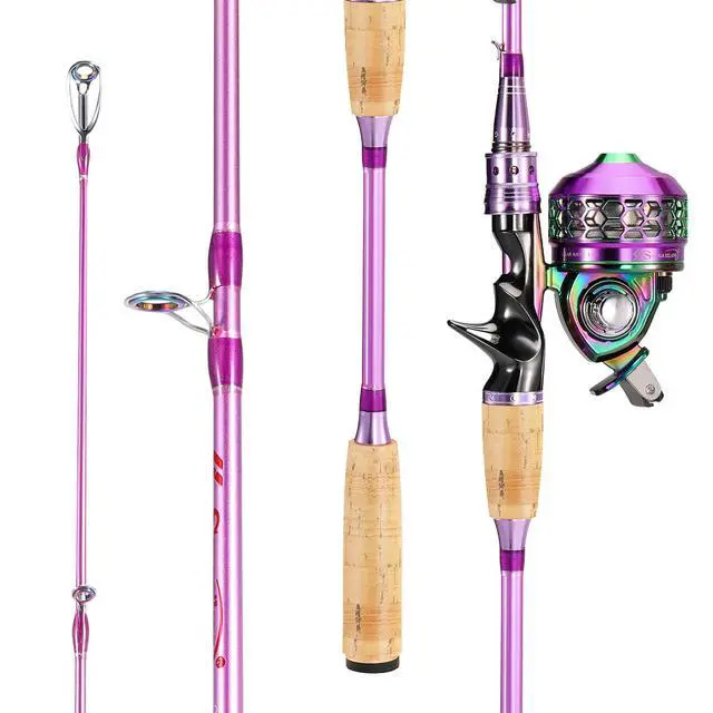 Alt view image 3 of 7 - Souagyilang Spincast Fishing Rod Reel Combo,2 Pieces Medium Heavy Pole with Super Smooth Reel Trouble-Free Push-Button Bait Casting Design for Freshwater Bass Fishing