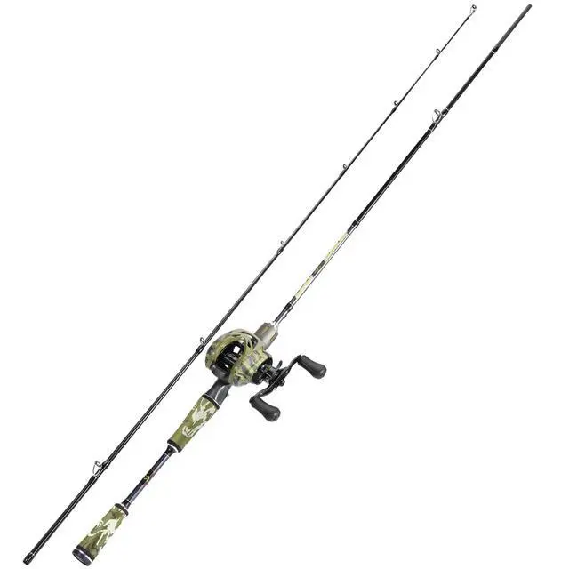 Alt view image 2 of 7 - Baitcaster Combo, 30Ton+24Ton Graphite 2-Piece Blanks Casting Fishing Rod,SuperPolymer Handle,S Style Hook Keeper with Camo Baitcasting Reel