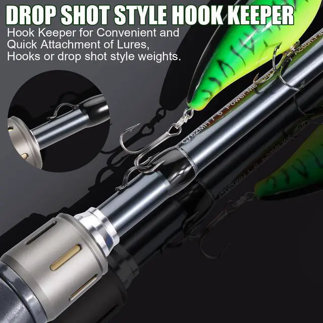Alt view image 2 of 7 - Baitcaster Combo for Freshwater and Inshore, 2 Piece 30Ton+24Ton Graphite Fishing Rod with SuperPolymer Handle, 7.0:1 Gear Ratio Baitcasting Reel, 11+1 Bearings, S Style Hook Keeper