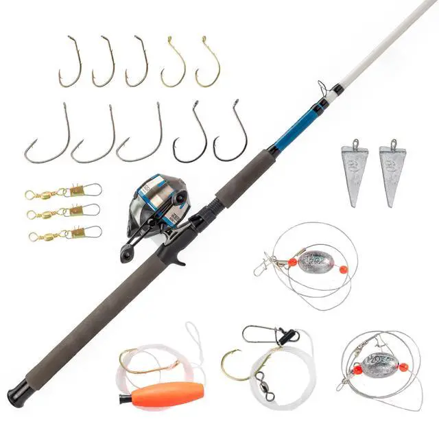 Main image of 606 Salt Fisher Spincast Reel and Fishing Rod Combo, 7-Foot 2-Piece Telescopic Rod, Size 60 Reel, 19-Piece Eagle Claw Tackle Kit