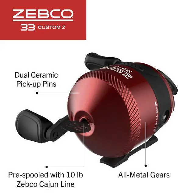 Alt view image 5 of 7 - 33 Custom-Z Spincast Reel and 2-Piece Fishing Rod Combo, 6-Foot Fiberglass Rod with Split-Grip EVA Handle, Quickset Anti-Reverse Fishing Reel with Bite Alert