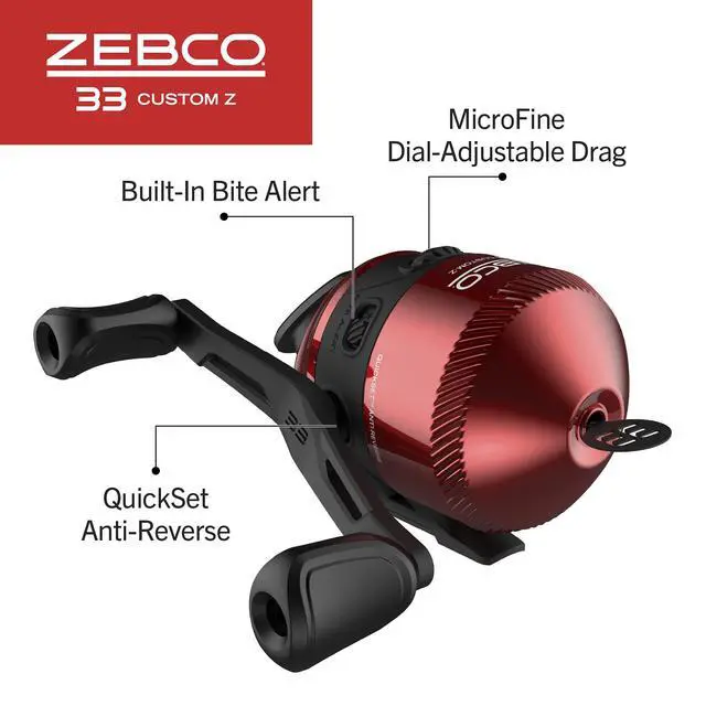 Alt view image 4 of 7 - 33 Custom-Z Spincast Reel and 2-Piece Fishing Rod Combo, 6-Foot Fiberglass Rod with Split-Grip EVA Handle, Quickset Anti-Reverse Fishing Reel with Bite Alert