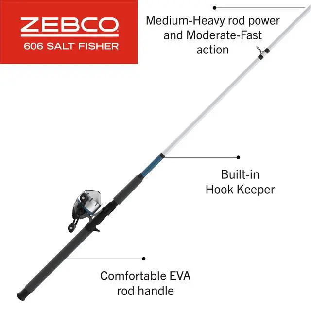 Alt view image 6 of 7 - 606 Salt Fisher Spincast Reel and Fishing Rod Combo, 7-Foot 2-Piece Telescopic Rod, Size 60 Reel, 19-Piece Eagle Claw Tackle Kit