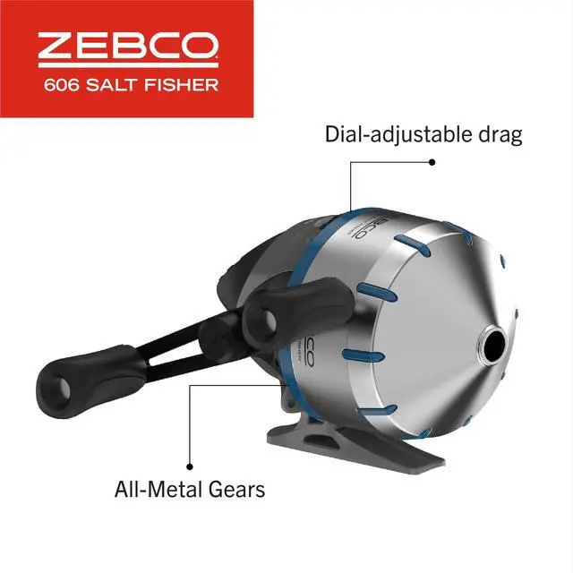 Alt view image 4 of 7 - 606 Salt Fisher Spincast Reel and Fishing Rod Combo, 7-Foot 2-Piece Telescopic Rod, Size 60 Reel, 19-Piece Eagle Claw Tackle Kit