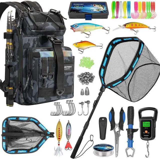 Main image of Telescoping Fishing Rod and Reel Combo with Backpack, Carbon Fiber Travel Fishing Pole Spinning Reel Kit with Fishing Lures, Fishing Tools Kit for Men