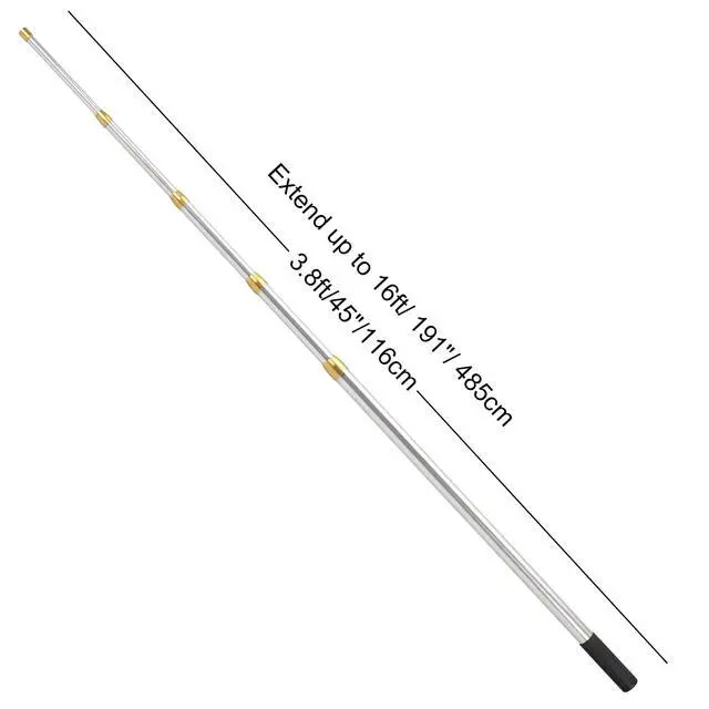 Alt view image 2 of 7 - Retractable Fishing Gaff, 4.8/6.6/7.8/9.4/16.4ft Telescopic Fishing Gaff with 8mm Screw, Capable for Fish Gig Spear Harpoon Hook, Ice and Saltwater Fishing Gaff Pole for Hunting Fish Frog Mole