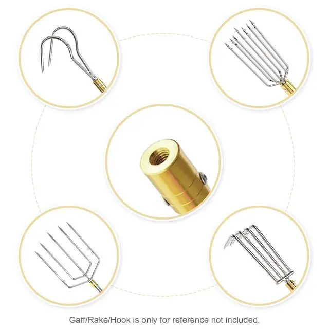 Alt view image 6 of 7 - Retractable Fishing Gaff, 4.8/6.6/7.8/9.4/16.4ft Telescopic Fishing Gaff with 8mm Screw, Capable for Fish Gig Spear Harpoon Hook, Ice and Saltwater Fishing Gaff Pole for Hunting Fish Frog Mole
