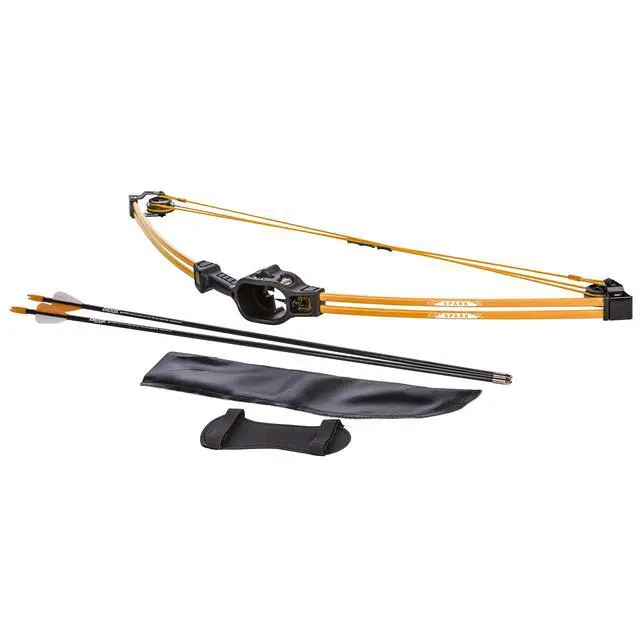 Alt view image 2 of 7 - Spark Youth Bow Set, Recommended for Ages 5 to 10, Ambidextrous, Includes 2 Arrows, Armguard, Quiver