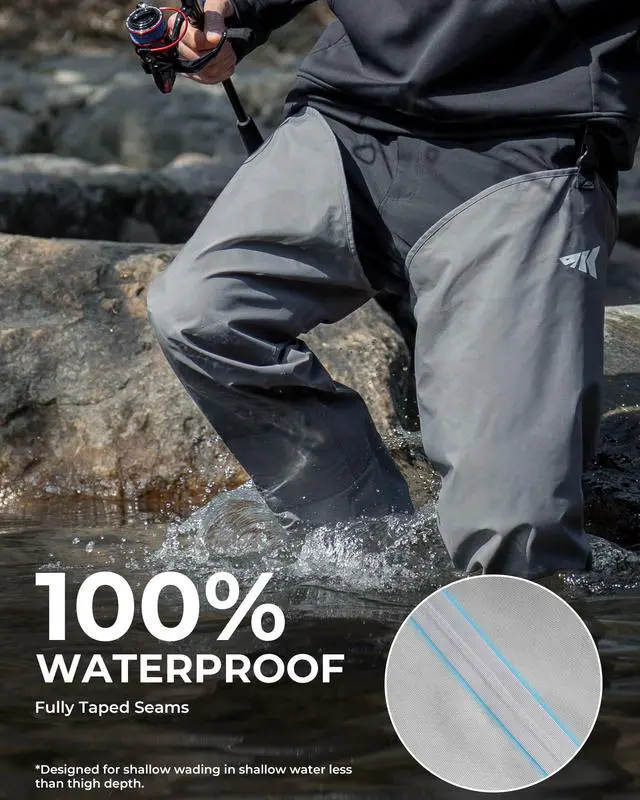 Alt view image 3 of 7 - RiverWalker Hip Waders, Breathable Waterproof Stockingfoot Hip Waders with 4mm Neoprene Booties, Fishing Waders