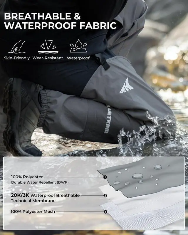 Alt view image 2 of 7 - RiverWalker Hip Waders, Breathable Waterproof Stockingfoot Hip Waders with 4mm Neoprene Booties, Fishing Waders