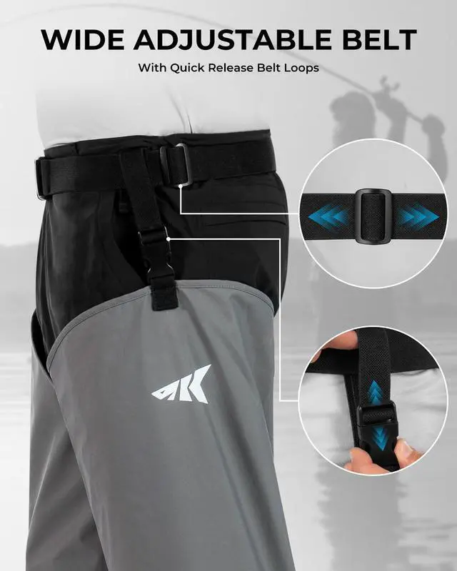 Alt view image 6 of 7 - RiverWalker Hip Waders, Breathable Waterproof Stockingfoot Hip Waders with 4mm Neoprene Booties, Fishing Waders