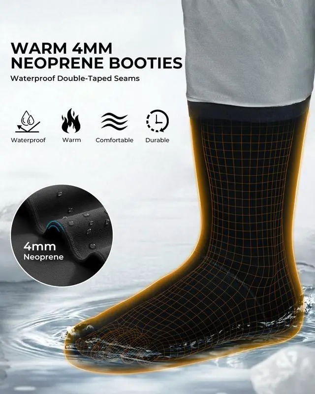Alt view image 4 of 7 - RiverWalker Hip Waders, Breathable Waterproof Stockingfoot Hip Waders with 4mm Neoprene Booties, Fishing Waders