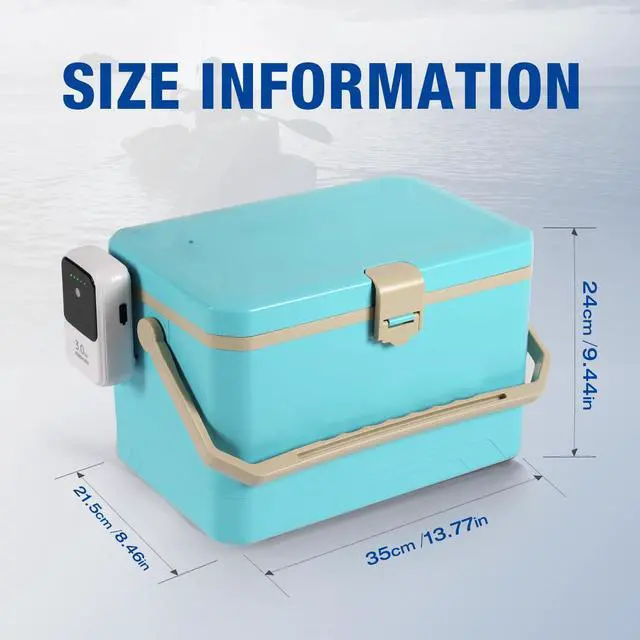 Alt view image 5 of 6 - Fishing Cooler 11QT/15QT Live Bait Cooler with 4000mAh Rechargeable Aerator for Fishing,Bait Bucket for Live Fish Shrimp,Portable Minnow Bucket for Boat Outdoors
