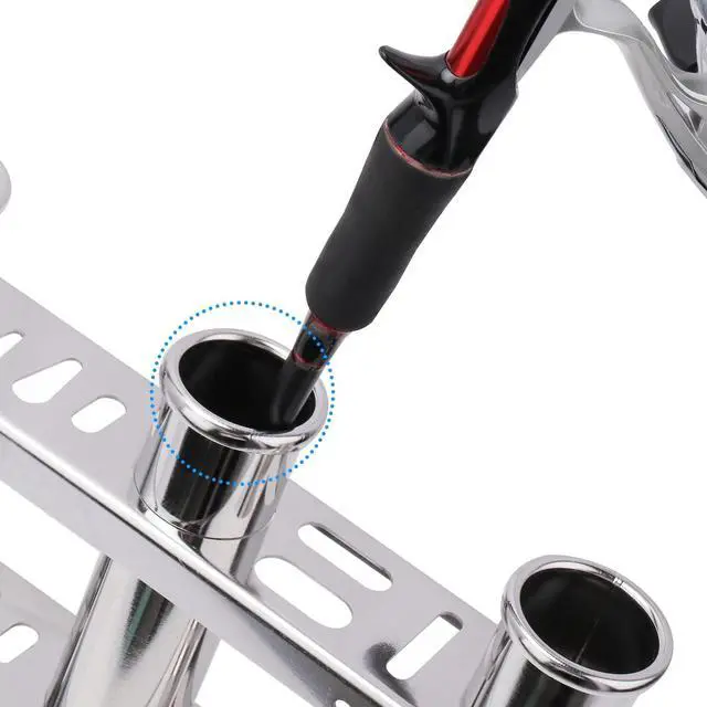 Alt view image 2 of 6 - Fishing Rod Holder for Boat, Vertical Wall Mounted Fishing Rod Rack, Stainless Steel Rod Holder for Marine Boat,Fishing Boat, Truck (4 Tubes Upgrade)
