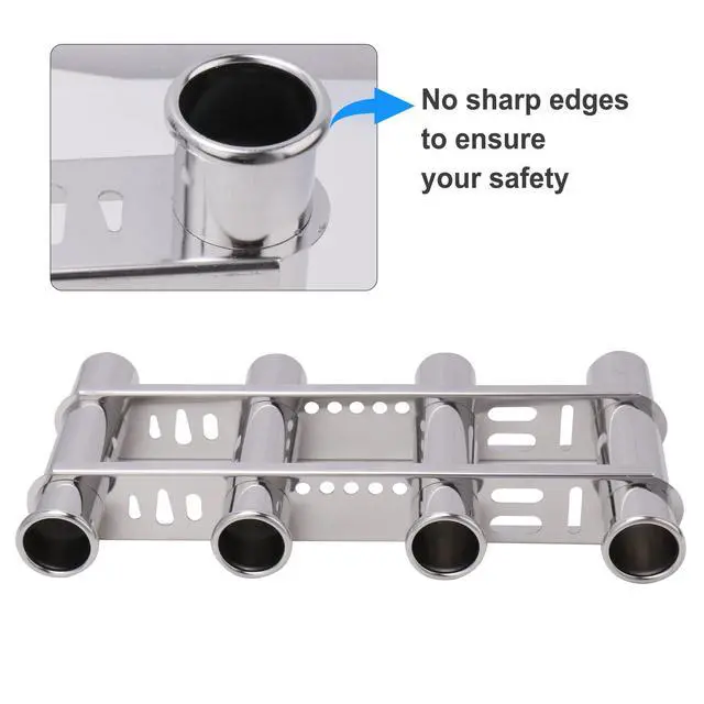 Alt view image 4 of 6 - Fishing Rod Holder for Boat, Vertical Wall Mounted Fishing Rod Rack, Stainless Steel Rod Holder for Marine Boat,Fishing Boat, Truck (4 Tubes Upgrade)