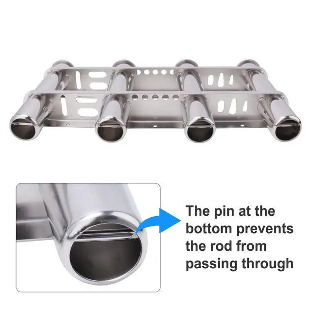 Alt view image 5 of 6 - Fishing Rod Holder for Boat, Vertical Wall Mounted Fishing Rod Rack, Stainless Steel Rod Holder for Marine Boat,Fishing Boat, Truck (4 Tubes Upgrade)