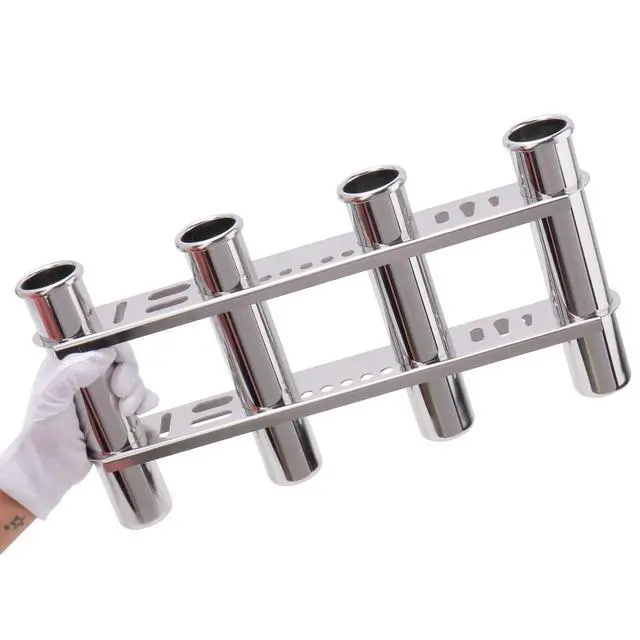 Alt view image 6 of 6 - Fishing Rod Holder for Boat, Vertical Wall Mounted Fishing Rod Rack, Stainless Steel Rod Holder for Marine Boat,Fishing Boat, Truck (4 Tubes Upgrade)