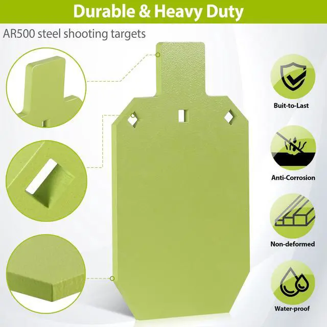 Alt view image 3 of 7 - AR500 Steel Shooting Targets, Laser-Cut Metal Targets with High-Visibility Glow Neon Color for Reactive Range Shooting