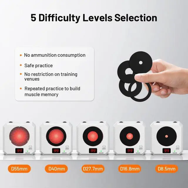 Alt view image 3 of 7 - Laser Target 9MM Laser Training Cartridge for Dry Fire Training System | in 5 Difficulty Levels,Dry Fire Practice,Electronic Target,Shooting Training