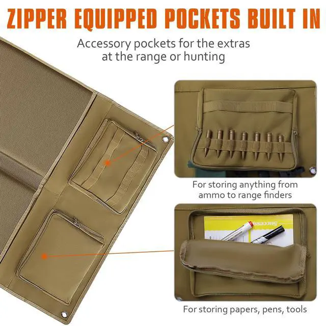 Alt view image 4 of 7 - Shooting Mat with Elbow Wings, Extra Large Hunting Shooting Mats Prone Padded Roll Up Portable Waterproof Hunting Mats Non-Slip Durable Shooting Rest for Shooters Range Rifle