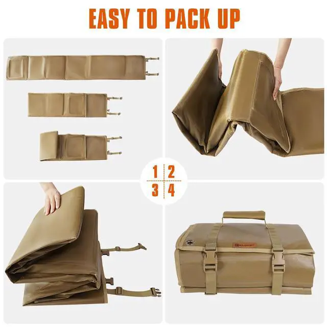 Alt view image 6 of 7 - Shooting Mat with Elbow Wings, Extra Large Hunting Shooting Mats Prone Padded Roll Up Portable Waterproof Hunting Mats Non-Slip Durable Shooting Rest for Shooters Range Rifle