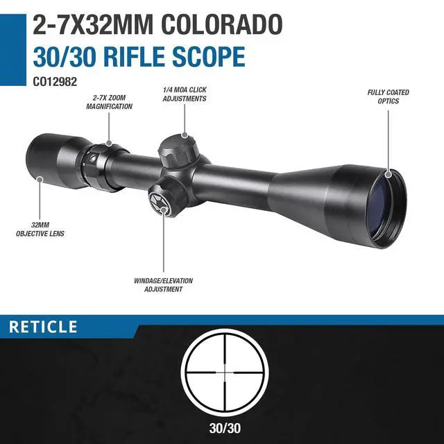 Alt view image 3 of 6 - Colorado Rifle Scope 30/30 Reticle, MOA Adjustments, Fully Coated Optics, Waterproof, Fogproof, Shockproof Ideal for Hunting & Shooting