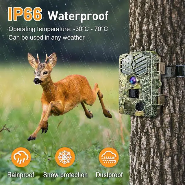 Alt view image 7 of 7 - Trail Camera WiFi - Solar Powered 4K 64MP Game Cameras with Night Vision Motion Activated Waterproof, IP66 120° Detection Angle 0.2s Trigger 940nm No Glow LED Wildlife