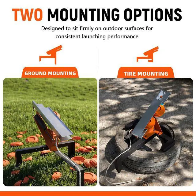 Alt view image 6 of 6 - Buzzlett Pull-Cord Clay Pigeon Thrower, Heavy-Duty Steel Manual Thrower Machine for Clay Shooting Practice, Adjustable Launch Angle & Throwing Distance, Dual Clay Capacity, Ground or Tire Mount