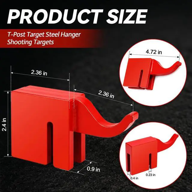 Alt view image 5 of 6 - T Post Target Hanger, Heavy Duty Metal T Post Target Hook Built to Fit on Standard AR500 Steel Targets, T Post Metal Plates and Gongs Shooting Targets, Easy Assembly