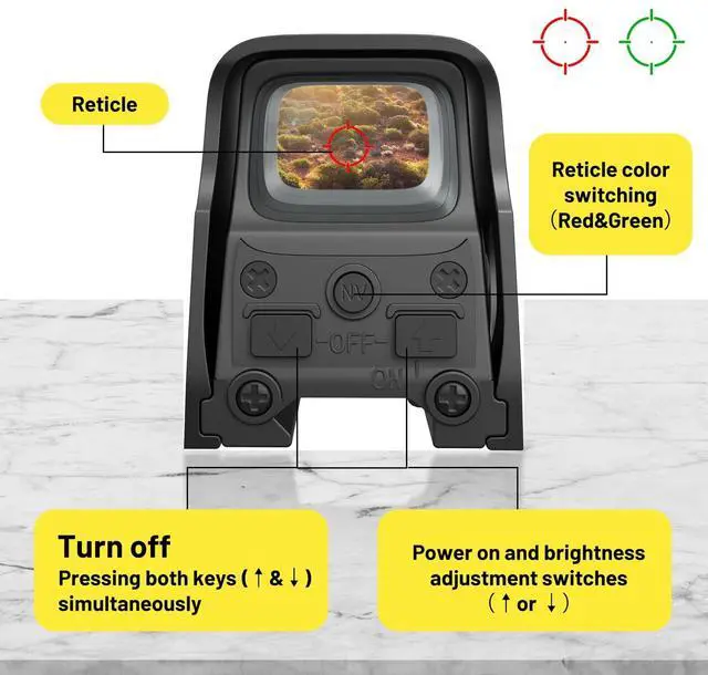 Alt view image 3 of 5 - Holographic Sight, Green and Red Dot Sight for Outdoors