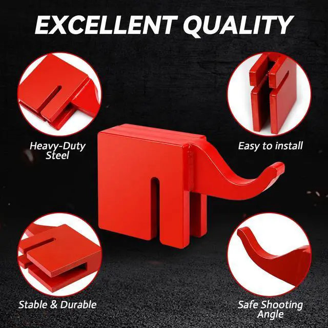 Alt view image 2 of 6 - T Post Target Hanger, Heavy Duty Metal T Post Target Hook Built to Fit on Standard AR500 Steel Targets, T Post Metal Plates and Gongs Shooting Targets, Easy Assembly