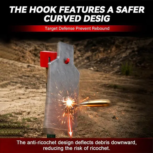 Alt view image 3 of 6 - T Post Target Hanger, Heavy Duty Metal T Post Target Hook Built to Fit on Standard AR500 Steel Targets, T Post Metal Plates and Gongs Shooting Targets, Easy Assembly