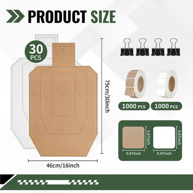 Alt view image 2 of 7 - 30PCS Thicken Cardboard Shooting Targets with 2000Pcs Target Pasters-30 * 18 inch Official USPSA/IPSC Cardboard Targets,Shooting Range Practice Tactical Target,IPDA Shooting Targetswith 4 Clips