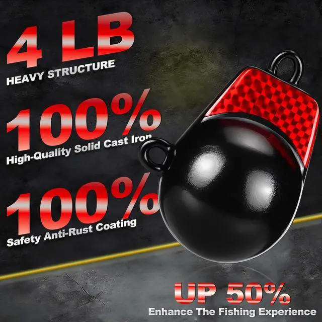 Alt view image 2 of 6 - Coated Downrigger Ball Weight with Keel Downrigger Weights Vinyl-Coated Trolling Weight for Boats Round Marine Accessories Black