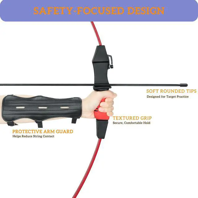 Alt view image 3 of 7 - 40" Youth Bow and Arrow Set for Kids 8-12 & Teens - Ambidextrous Recurve Archery Gear with Safety Arrows - Toys for Ages 8-13, Backyard Games Gift for Beginner Archers