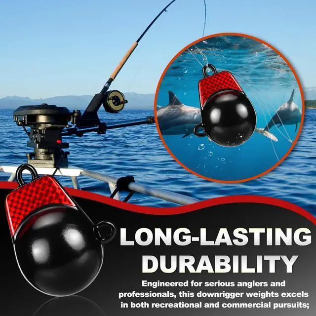 Alt view image 5 of 6 - Coated Downrigger Ball Weight with Keel Downrigger Weights Vinyl-Coated Trolling Weight for Boats Round Marine Accessories Black