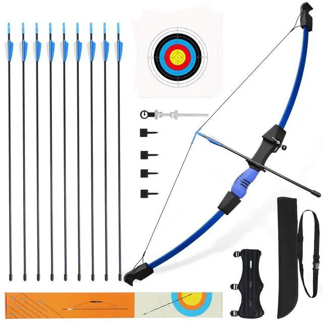 Main image of 40" Youth Bow and Arrow Set for Kids 8-12 & Teens - Ambidextrous Recurve Archery Gear with Safety Arrows - Toys for Ages 8-13, Backyard Games Gift for Beginner Archers