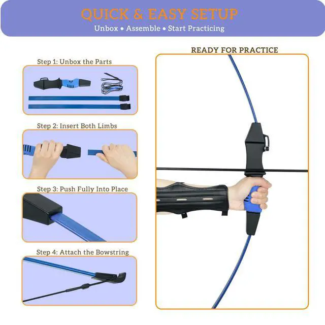 Alt view image 5 of 7 - 40" Youth Bow and Arrow Set for Kids 8-12 & Teens - Ambidextrous Recurve Archery Gear with Safety Arrows - Toys for Ages 8-13, Backyard Games Gift for Beginner Archers