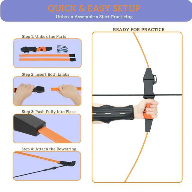 Alt view image 5 of 7 - 40" Youth Bow and Arrow Set for Kids 8-12 & Teens - Ambidextrous Recurve Archery Gear with Safety Arrows - Toys for Ages 8-13, Backyard Games Gift for Beginner Archers