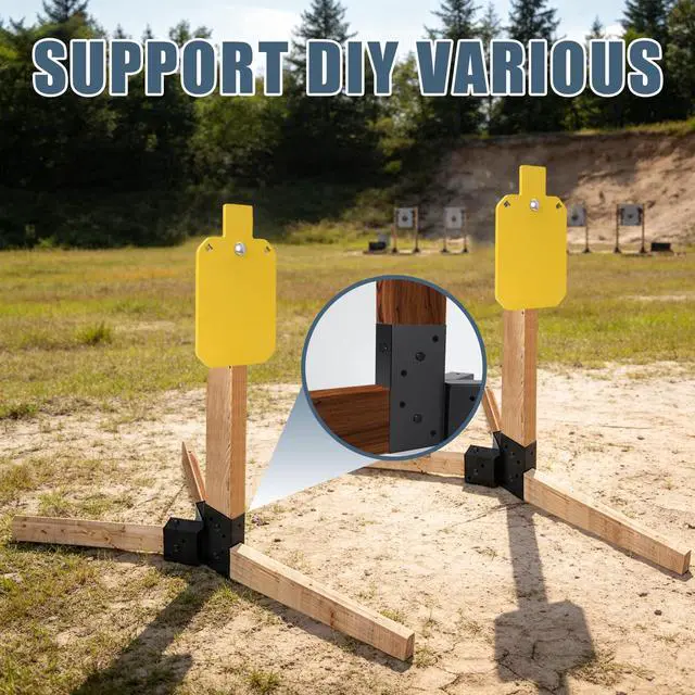 Alt view image 7 of 7 - 2x4 Target Stand Brackets Set for Shooting & Archery Ranges | Heavy-Duty Steel Y & T Connectors with 12 Hanger Hooks, Modular Shooting Target Hanger for AR500 Steel Targets
